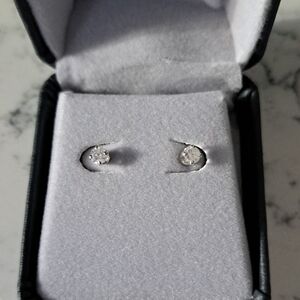 Lord & Taylor Sparkling Silver Diamond Earrings.